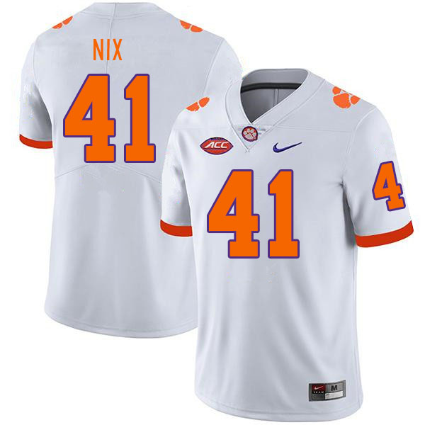 Men's Clemson Tigers Caleb Nix #41 College White NCAA Authentic Football Stitched Jersey 23XD30JS